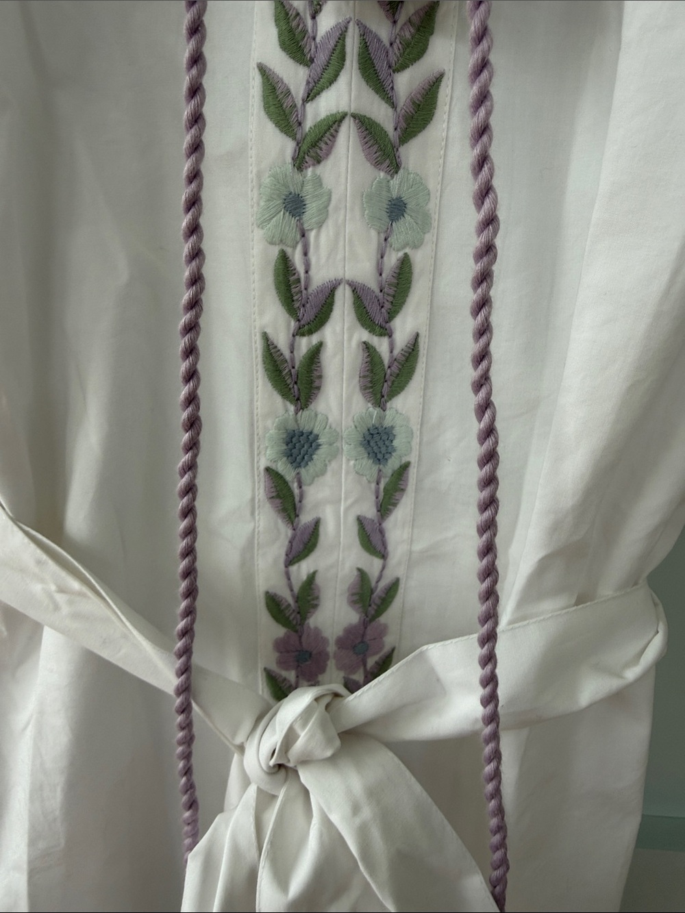 New NWT Julia Amory x AERIN Dress Embroidered Floral Caftan Tunic Midi Dress - Picture 11 of 13